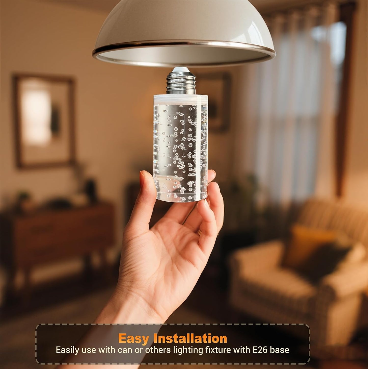 LED Bulb,5W,3000K,500Lm Dimmable E26 Acrylic Bubble Bulb with Ceramic Base, Suitable for E26 Lighting Fixtures Including Chandeliers, Wall Sconces, Table Lamps, and Vanity Lights