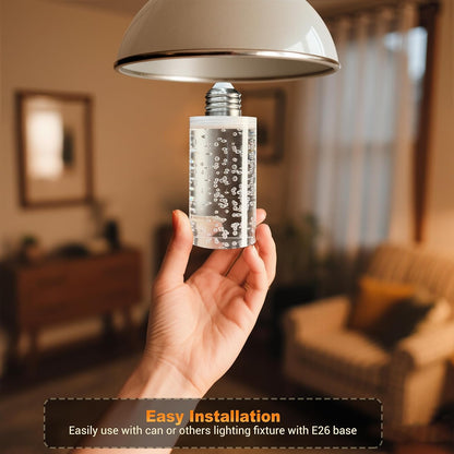 LED Bulb,5W,3000K,500Lm Dimmable E26 Acrylic Bubble Bulb with Ceramic Base, Suitable for E26 Lighting Fixtures Including Chandeliers, Wall Sconces, Table Lamps, and Vanity Lights