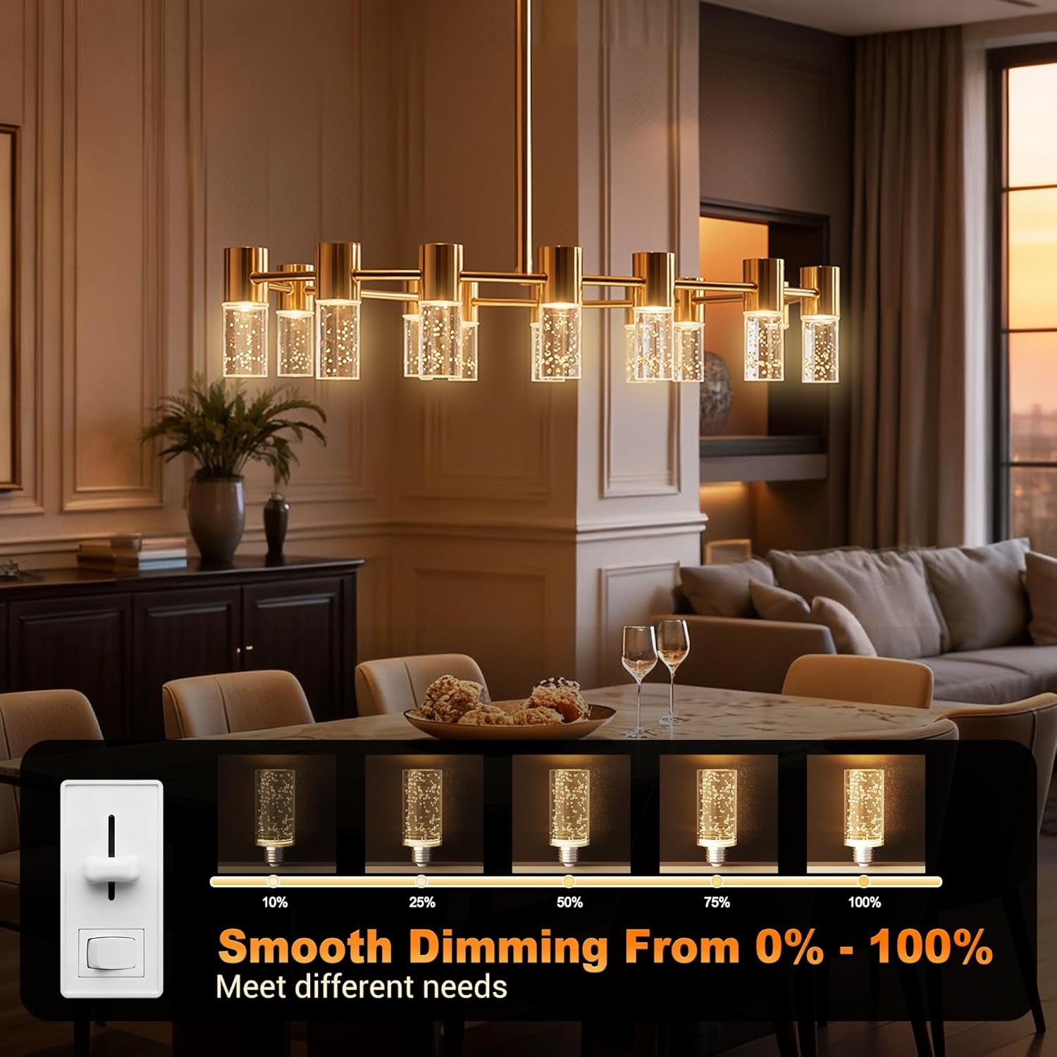 LED Bulb,5W,3000K,500Lm Dimmable E26 Acrylic Bubble Bulb with Ceramic Base, Suitable for E26 Lighting Fixtures Including Chandeliers, Wall Sconces, Table Lamps, and Vanity Lights